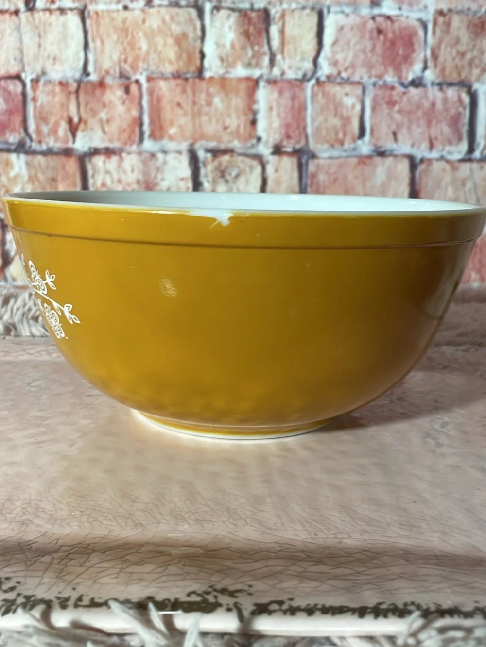 Vintage Butterfly Gold Yellow Floral Mixing Bowl